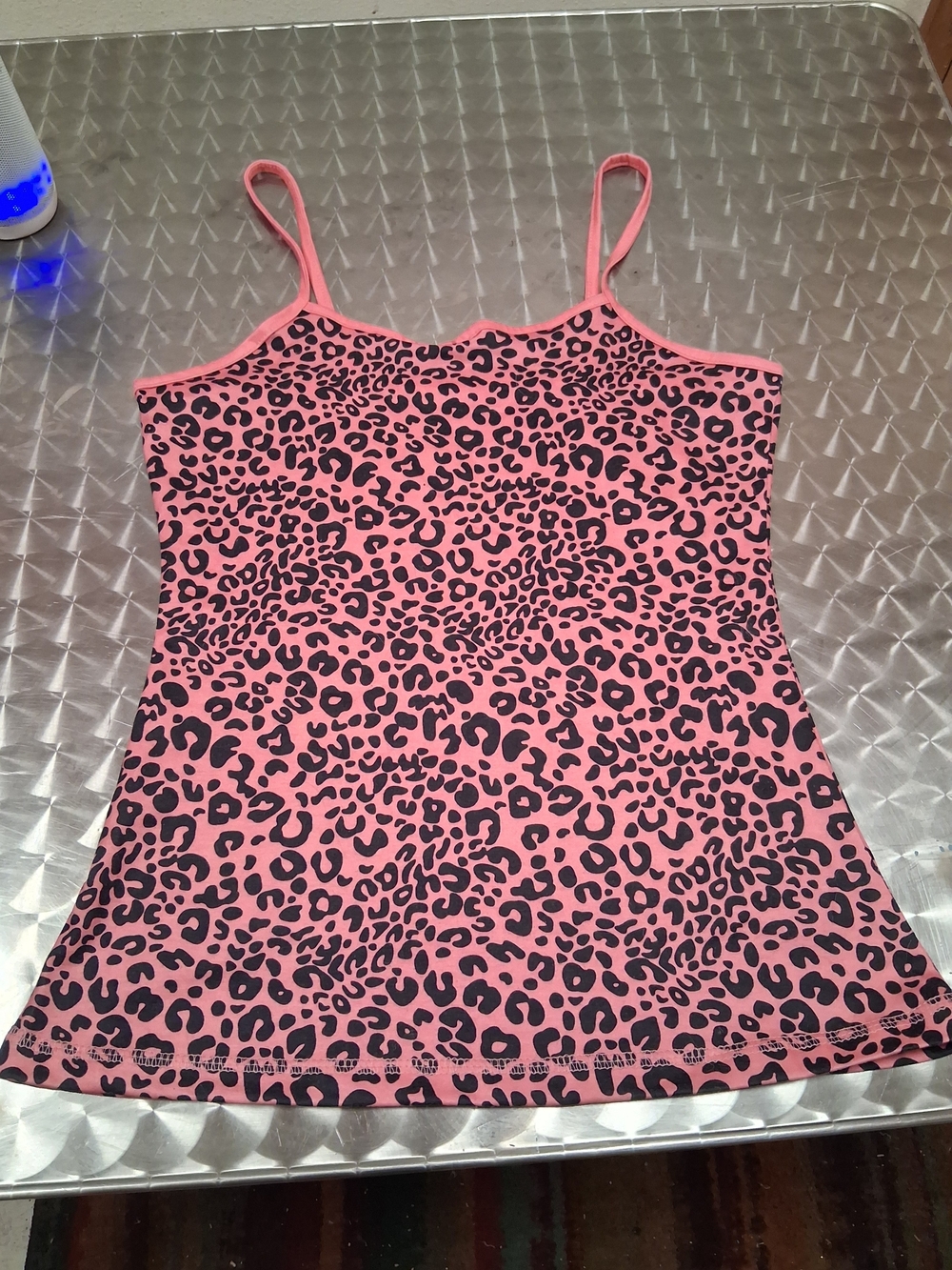 bebe Pink & Black Leopard Print Spaghetti Strap Tank